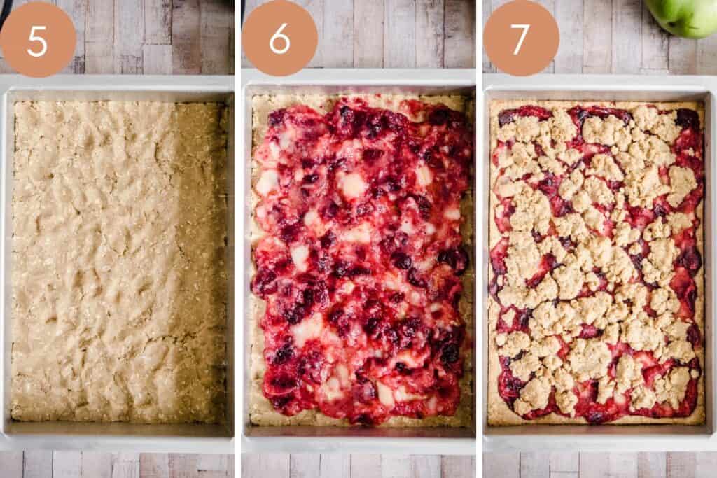 process images of the assembly of the apple cranberry bars