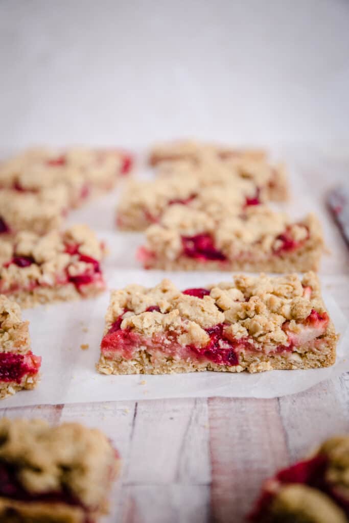side view of apple and cranberry bars