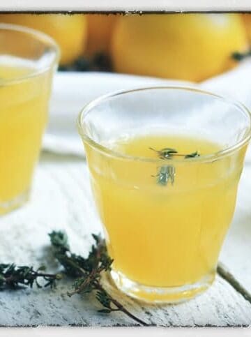 A glass of Lemon and Thyme Jelly