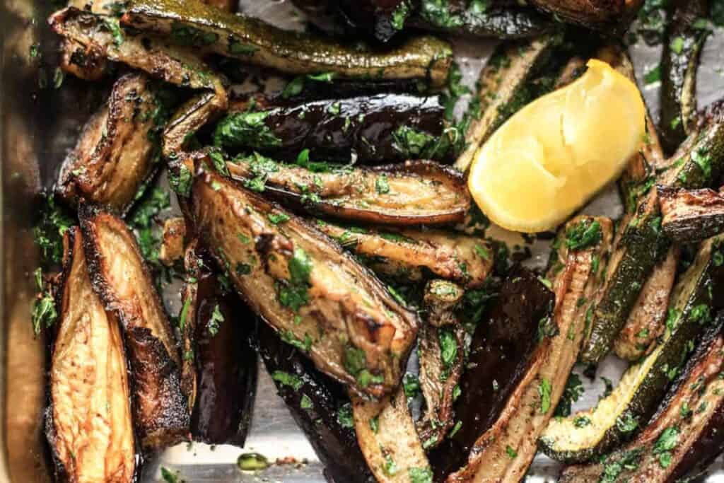 Roasted Aubergine and Courgette with Sumac and Herbs From The Larder