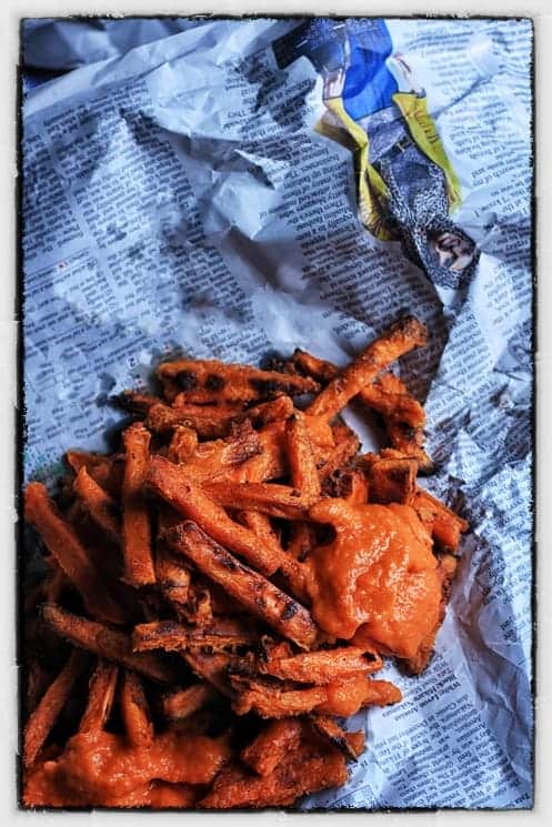 A close up of sweet potato fries