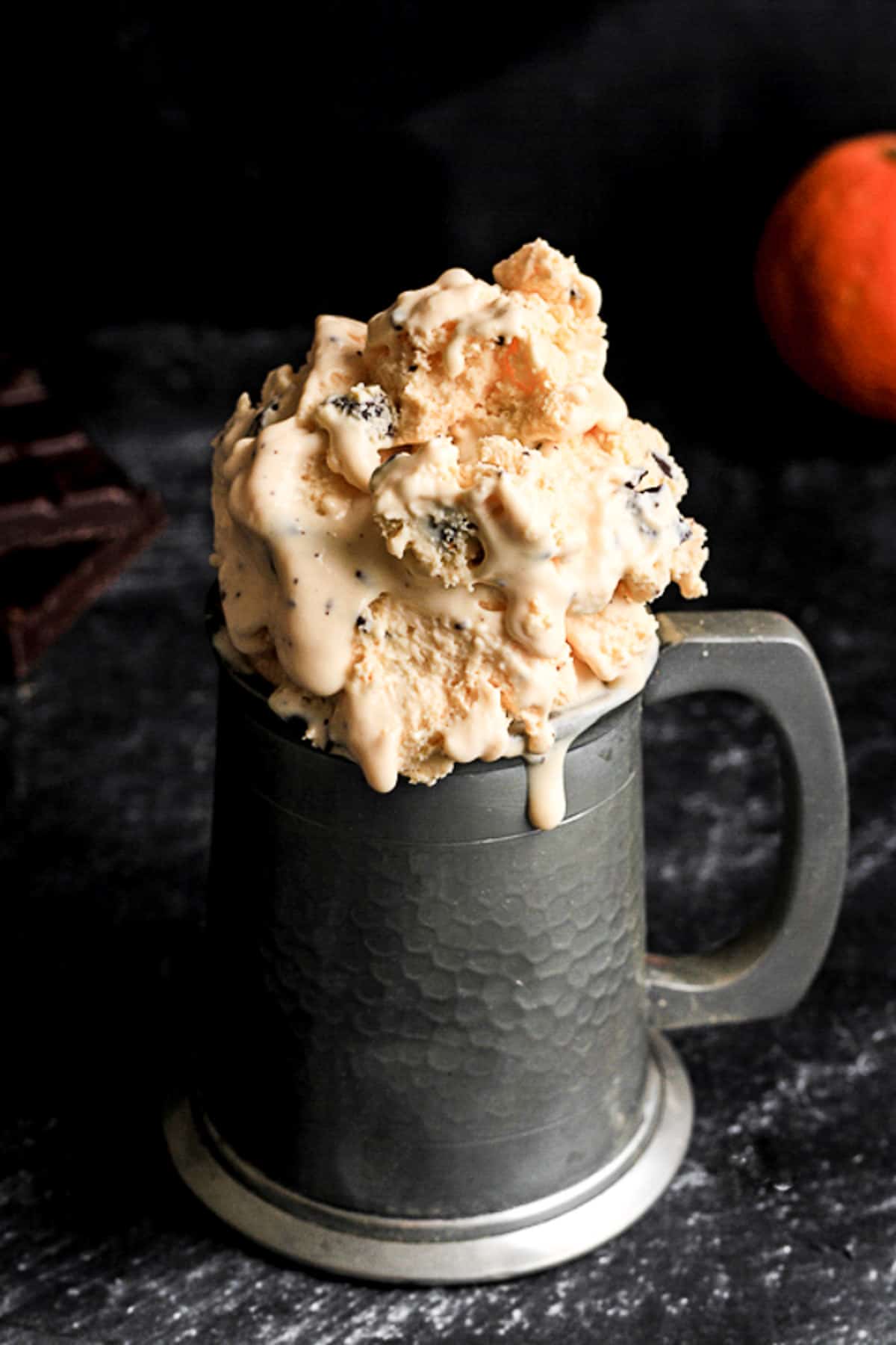 A close up of ice cream in a tankard