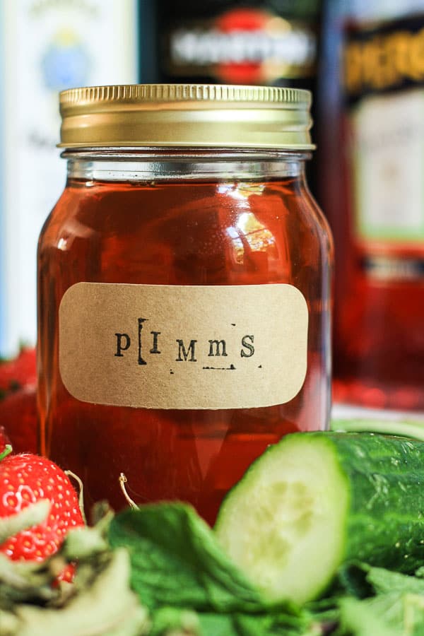 A jar on homemade pimms