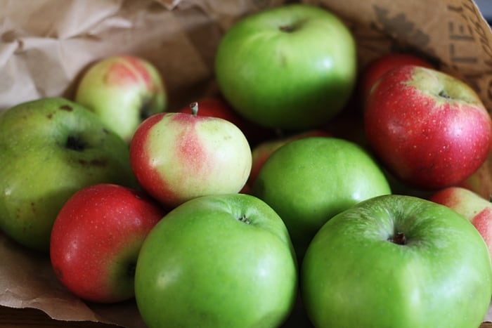 apples on brown paper