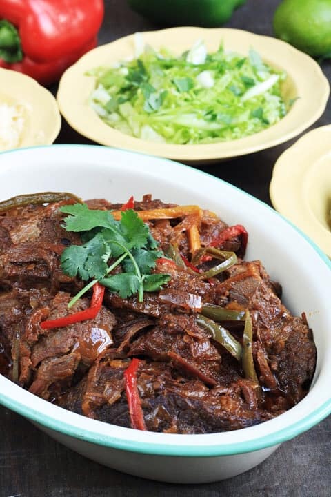 A bowl filled with Chipotle Braised Brisket
