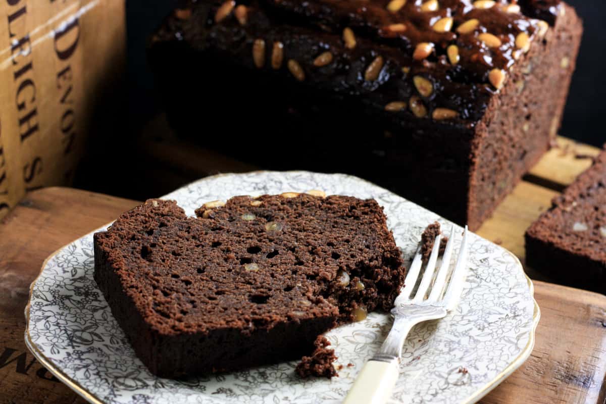 Dark Chocolate, Seville Orange, Ricotta and Pine Nut Cake - From The Larder