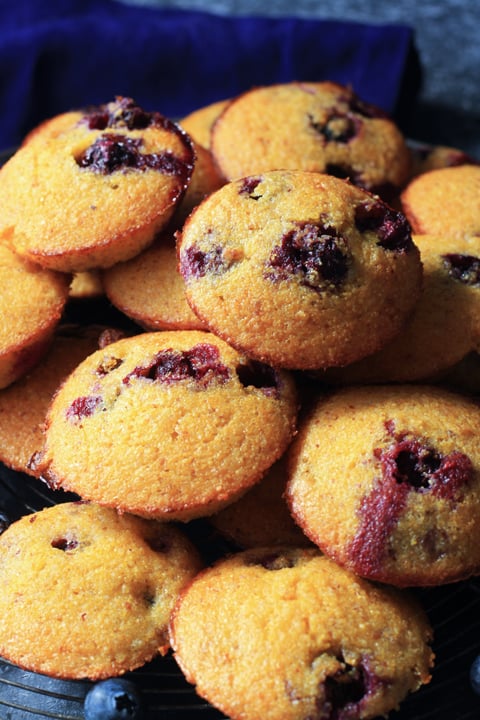 A close up of blueberry muffins