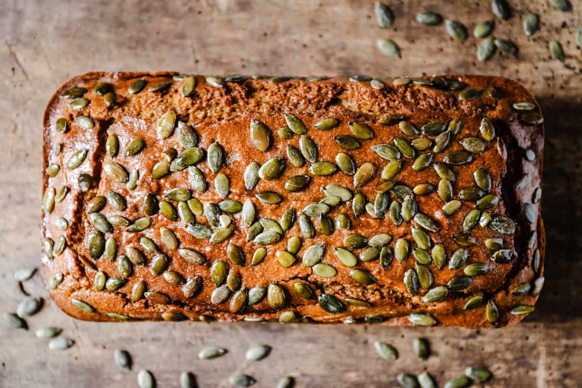 Gluten-Free Pumpkin Bread on a wooden board