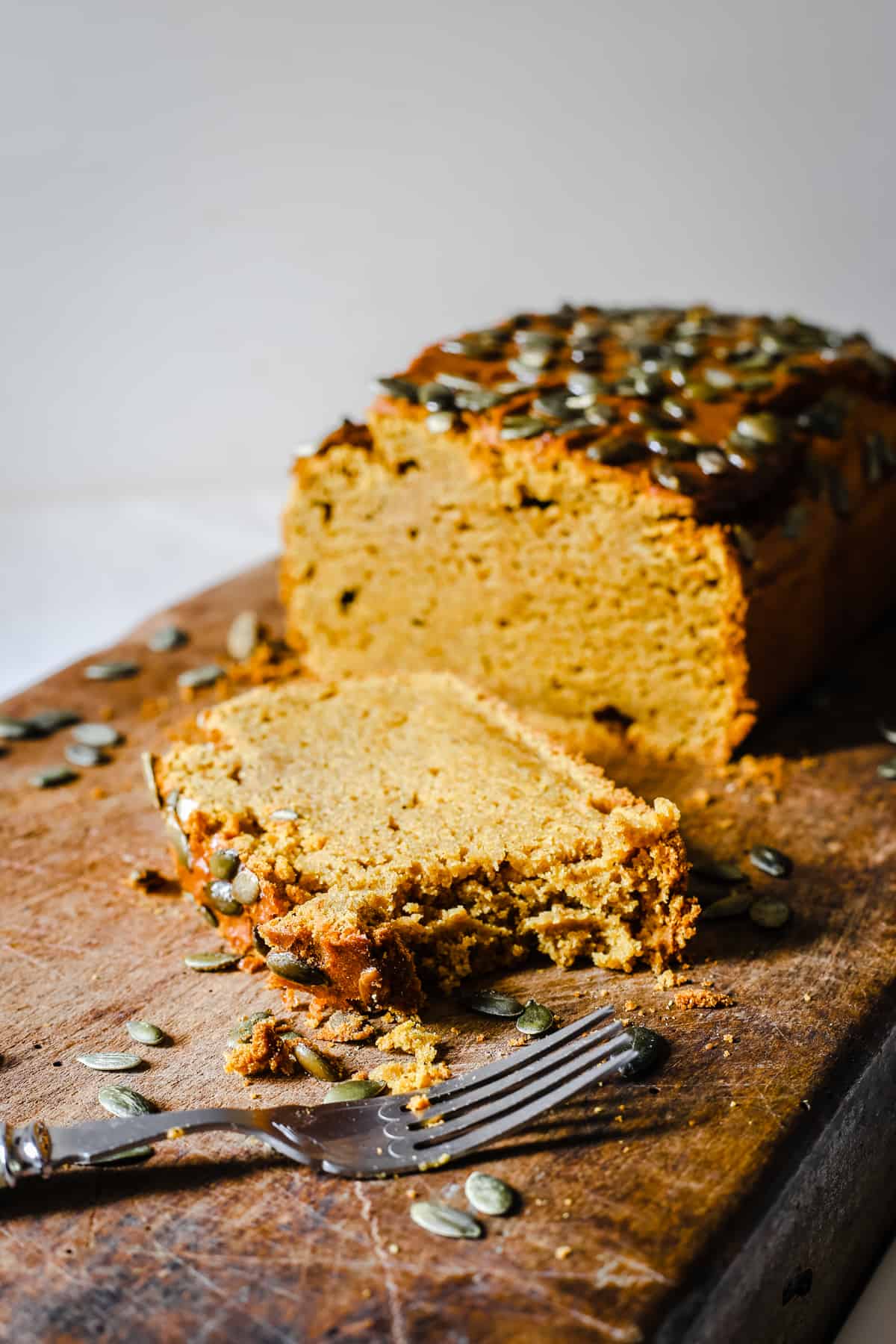 Sliced Pumpkin Bread on a wooden board