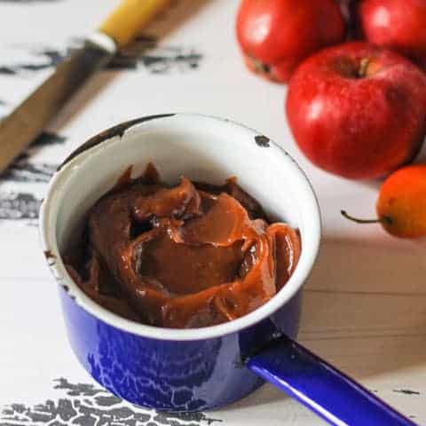 Baked Apple Butter Baked Apple Butter is the perfect hybrid between a jam and a chutney. The apples are stewed in cider, brandy, honey and spices then smoothed and baked slowly in a low oven for the most intensely thick and rich apple sauce that is the ultimate Autumn preserve.
