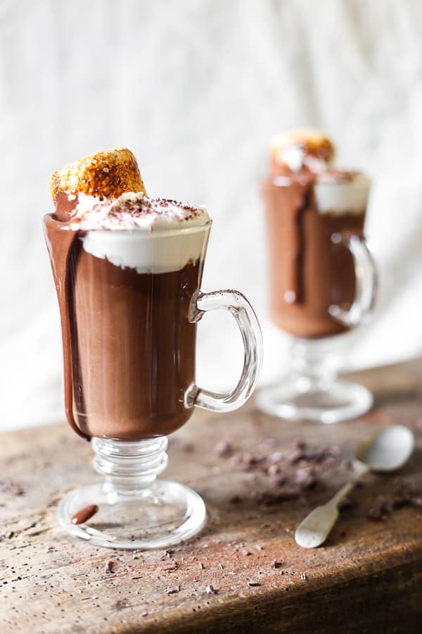 glasses of hot chocolate on a table