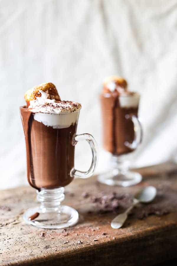 glasses of hot chocolate on a table