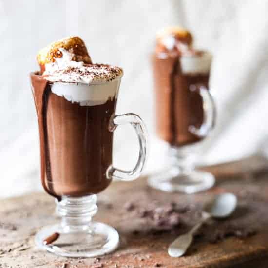 glasses of hot chocolate on a table