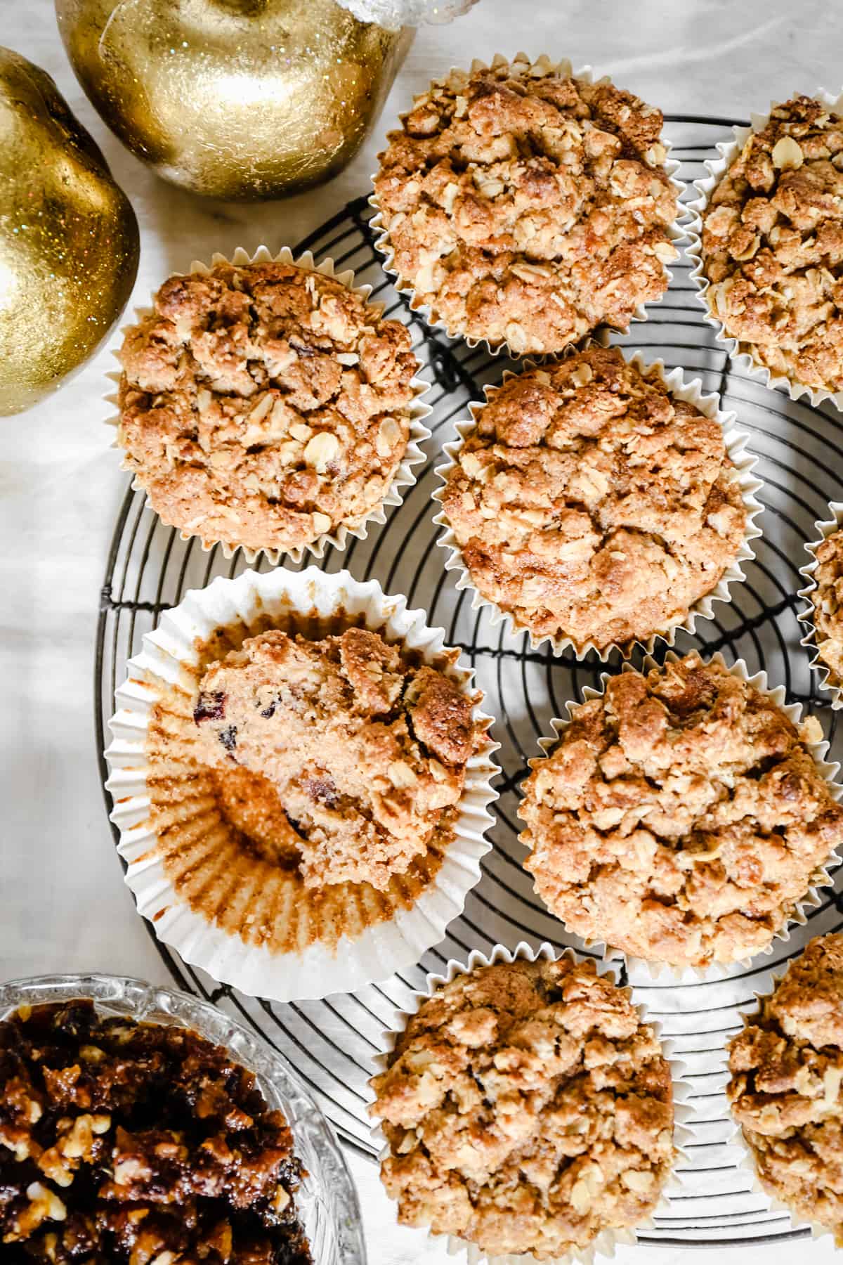 Mince Pie Muffins from above on a wire rack