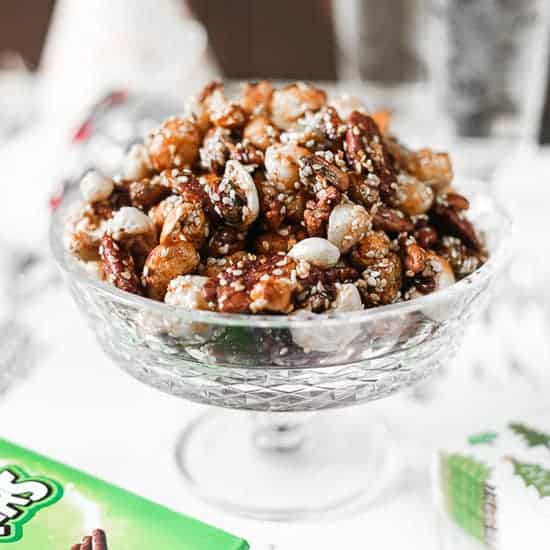 A close up of a bowl of nuts