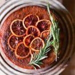 This Blood Orange Rosemary Polenta Cake is both gluten-free and dairy-free. Whole oranges are boiled then pureed to create an incredibly moist and intensely citrusy cake spiked with a hint of rosemary.