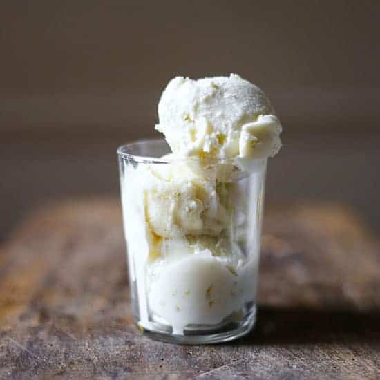 close up of ice cream in a glass