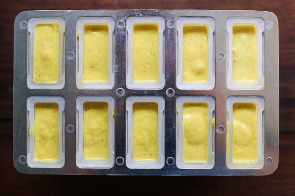 A close up of ice lollies in a mould