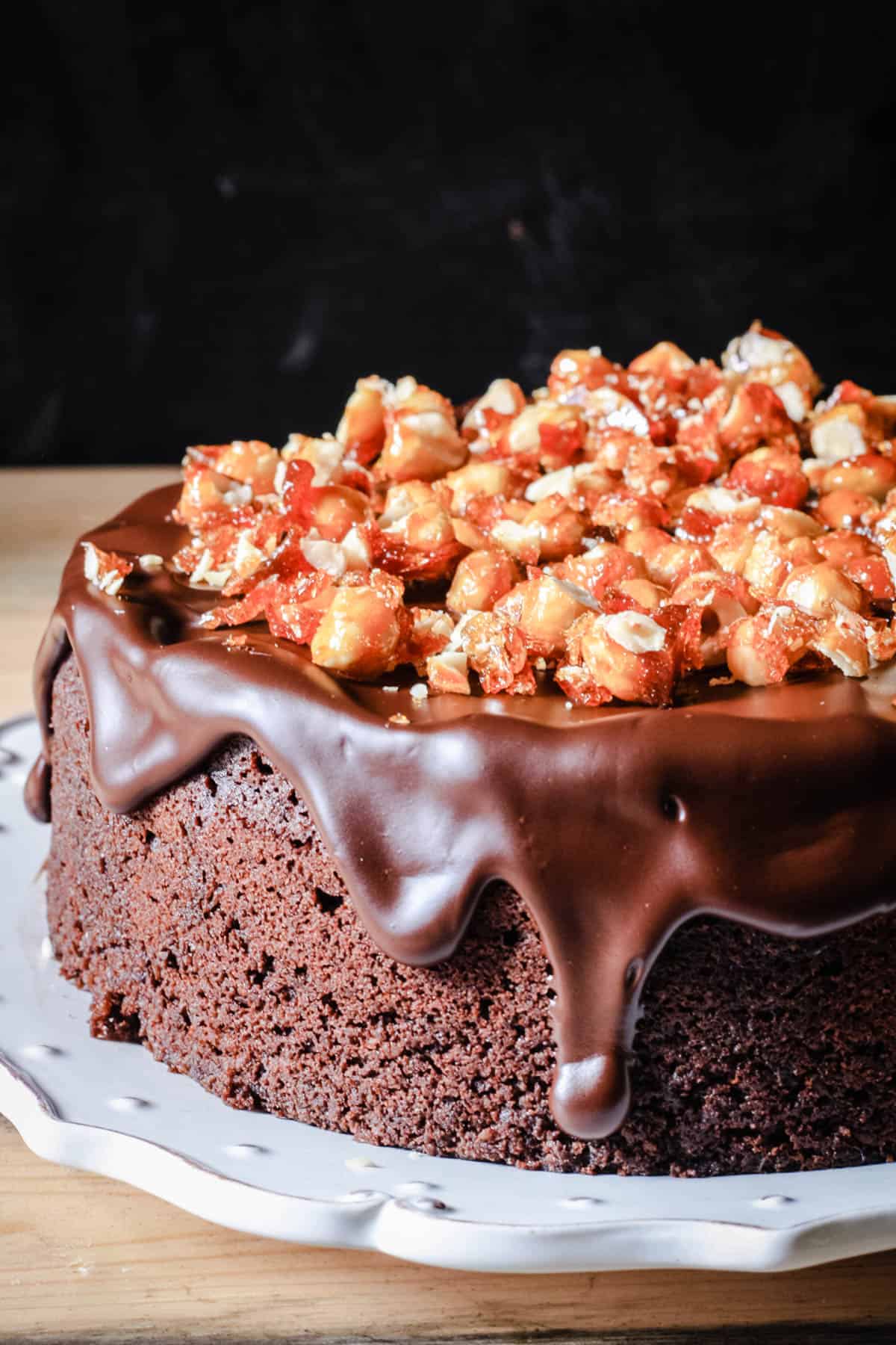 Decadent Chocolate Hazelnut Cake on a plate