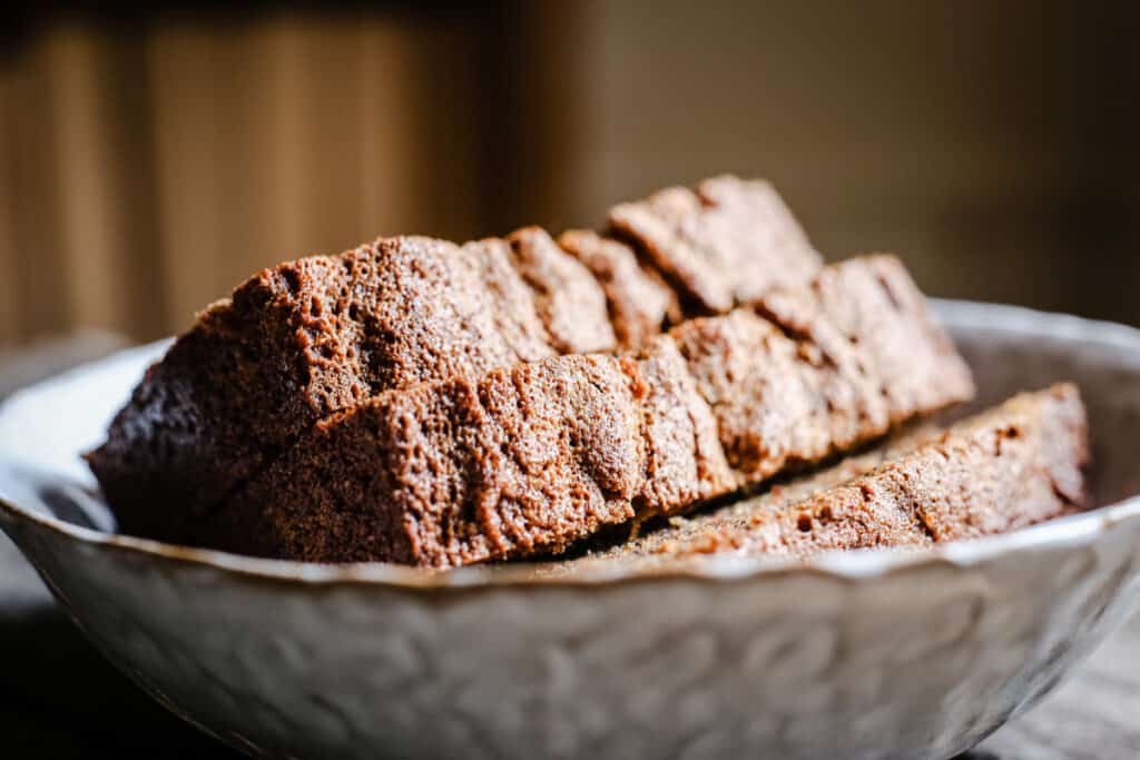 Gluten-Free Banana Bread slices in a bowl