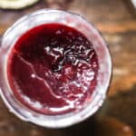 open jar of jam from above