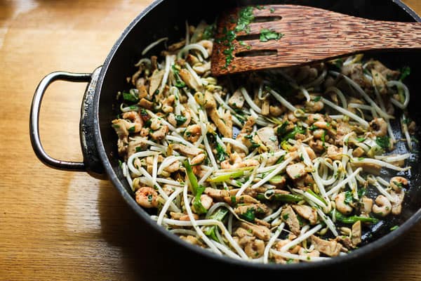 A saucepan of banh xeo mixture