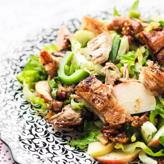 Roast Pork Belly, Apple and Caramelised Walnut Salad Roast Pork Belly, Apple and Caramelised Walnut Salad