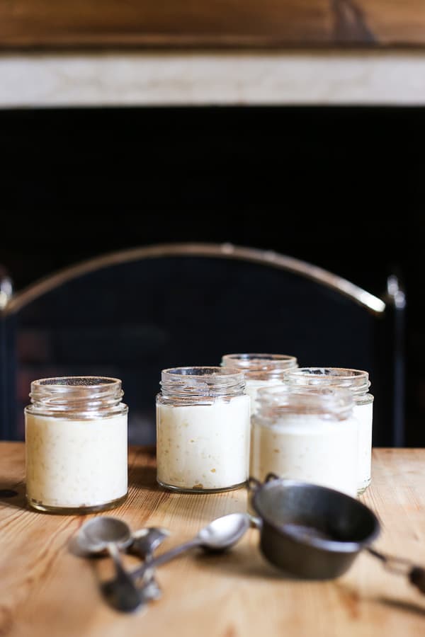 jars of rice pudding on a table