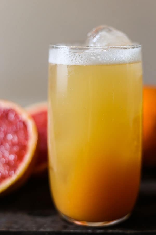 A close up of a glass of shrub