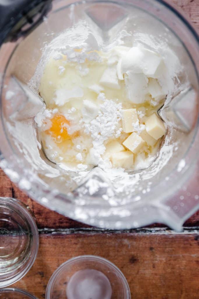 ingredients for cheese bread rolls in blender