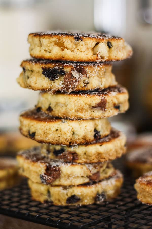 A close up of stacked welsh cakes