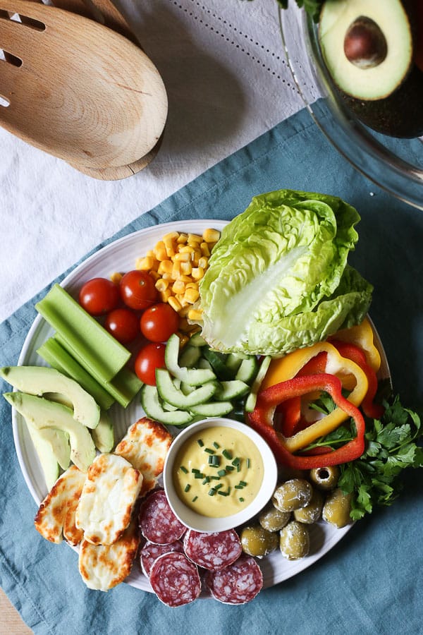 A plate of salad on a table