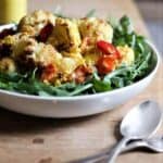 Cauliflower salad in a bowl on a table