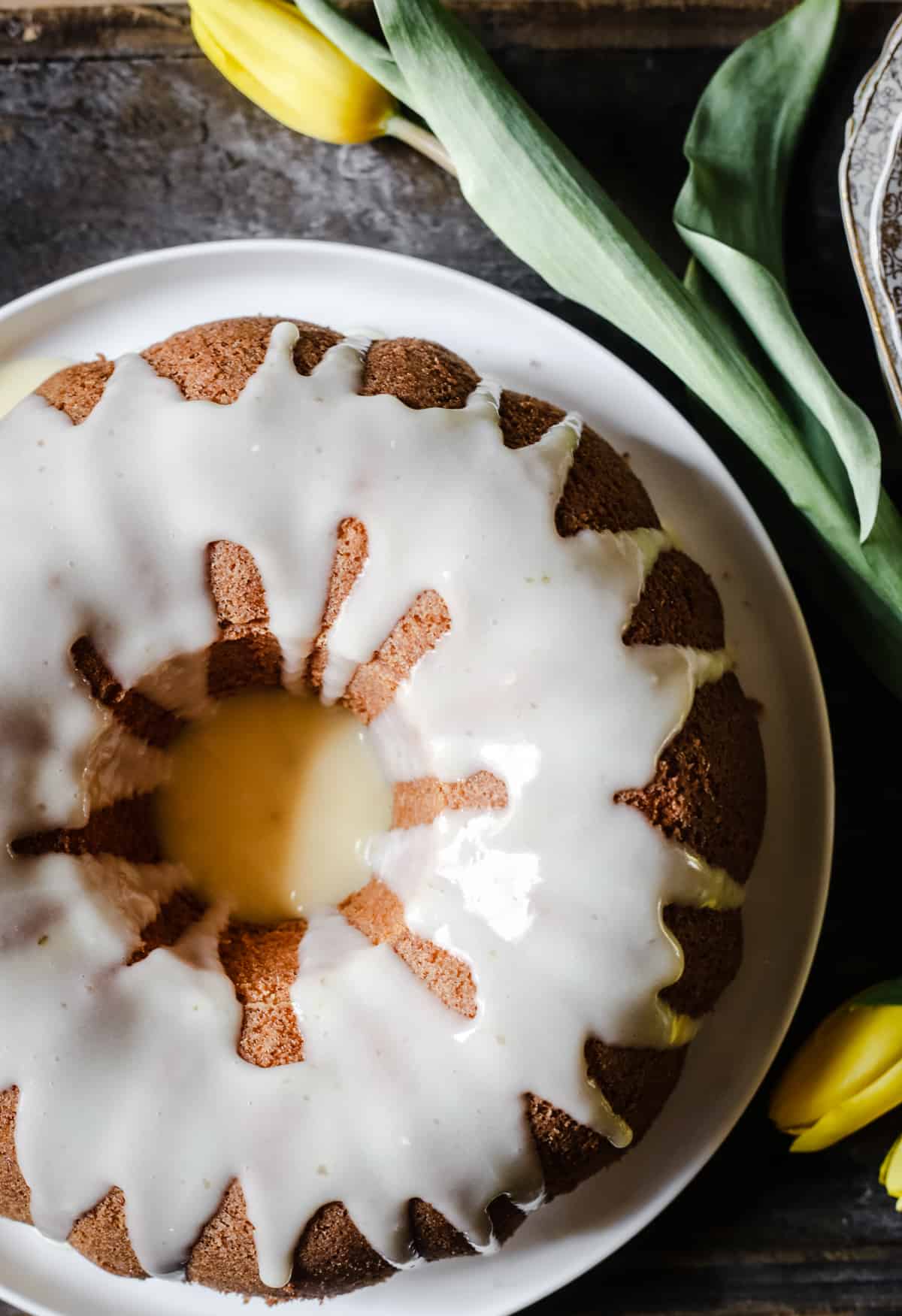 Vanilla Almond Cake with Lemon Curd Glaze {gluten-free}