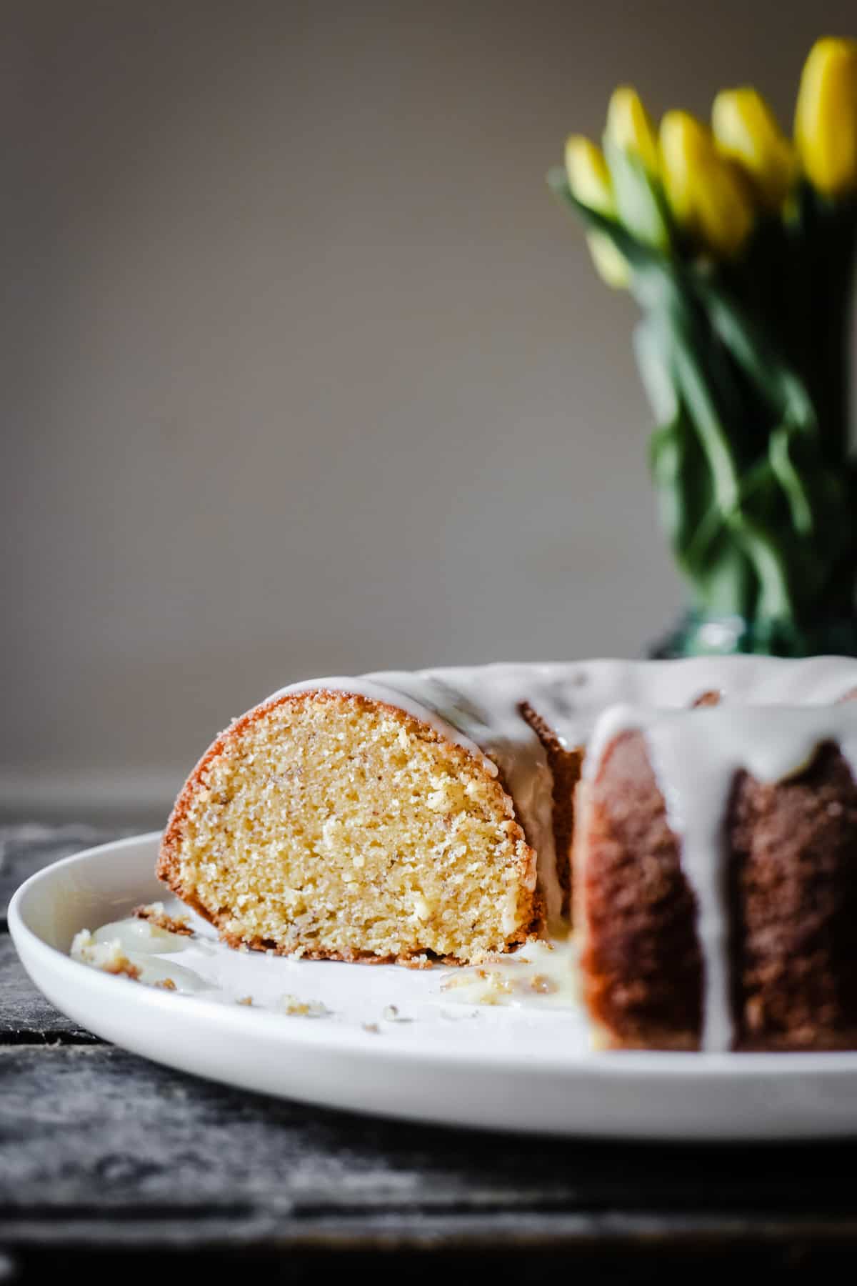 Vanilla Almond Cake with Lemon Curd Glaze {gluten-free}