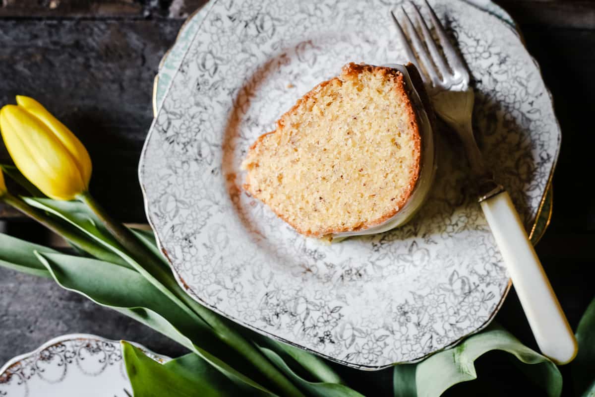 Vanilla Almond Cake with Lemon Curd Glaze {gluten-free}