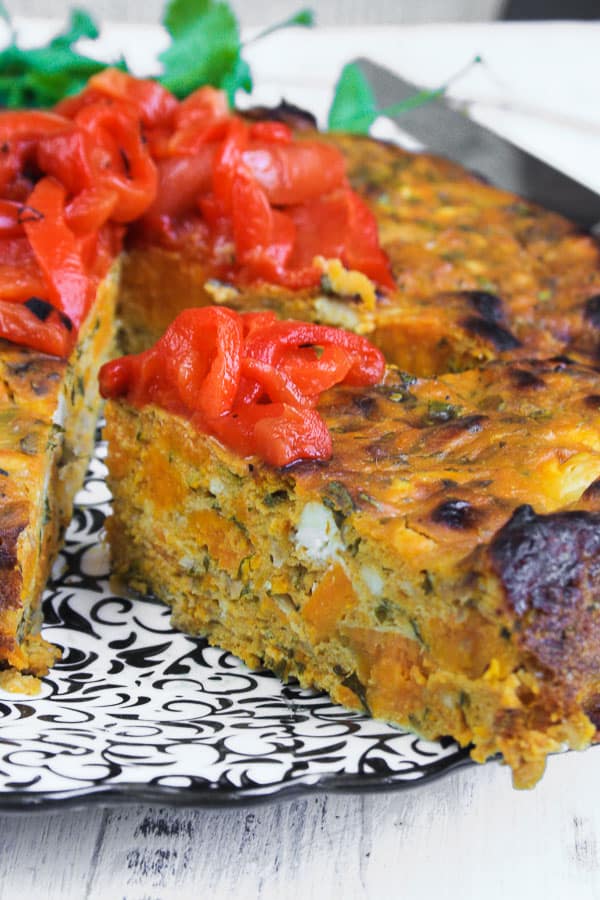 Slice of Sweet Potato Feta Tortilla on a plate