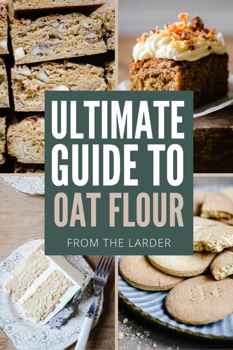 selection of images showing bakes with oat flour and pin title saying Ultimate Guide to Oat Flour