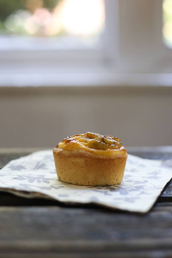 gooseberry friand on a napkin on a wooden table