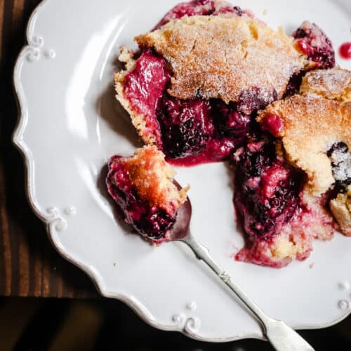Blackberry Lemon Pudding on a plate