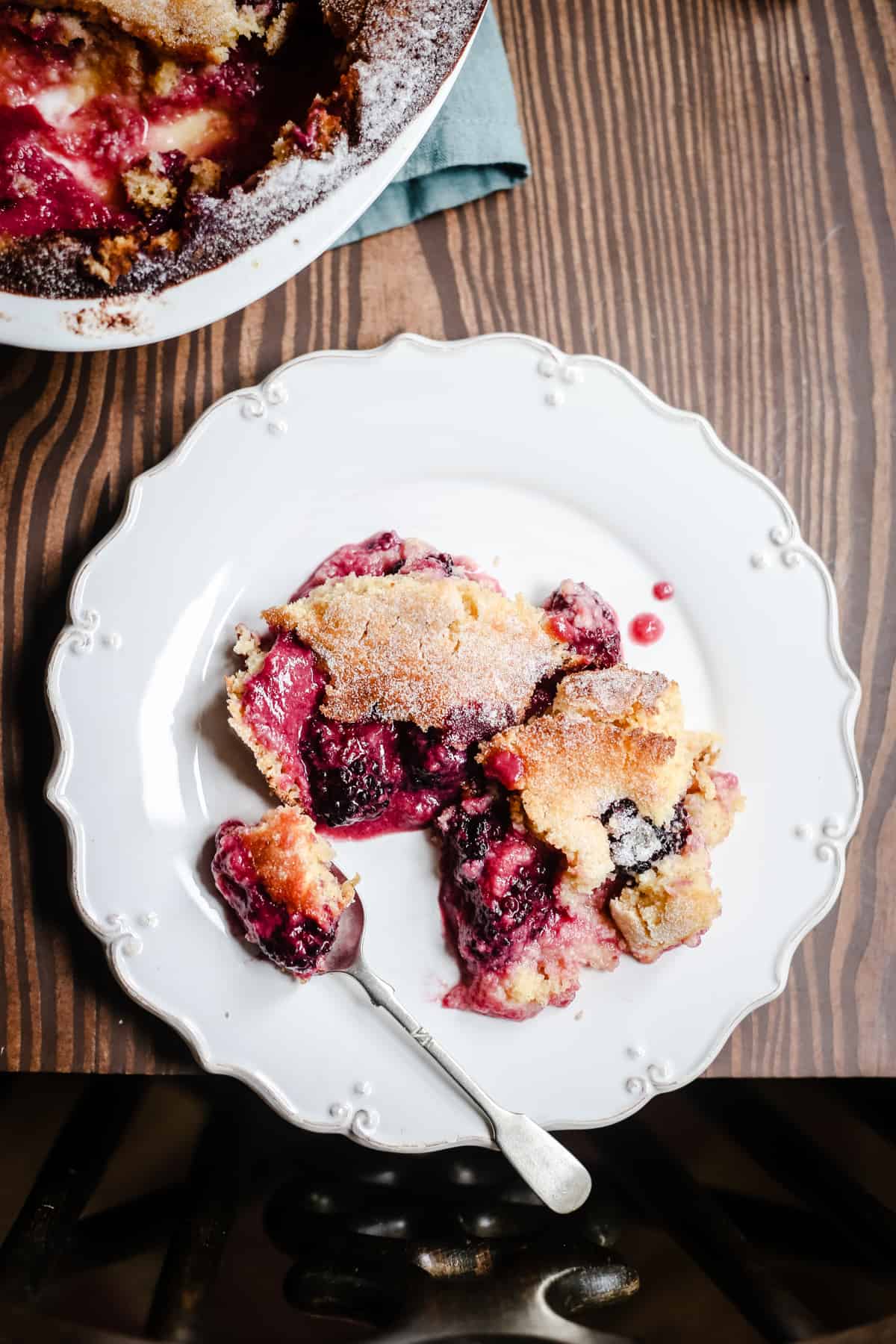 Blackberry Lemon Pudding on a plate