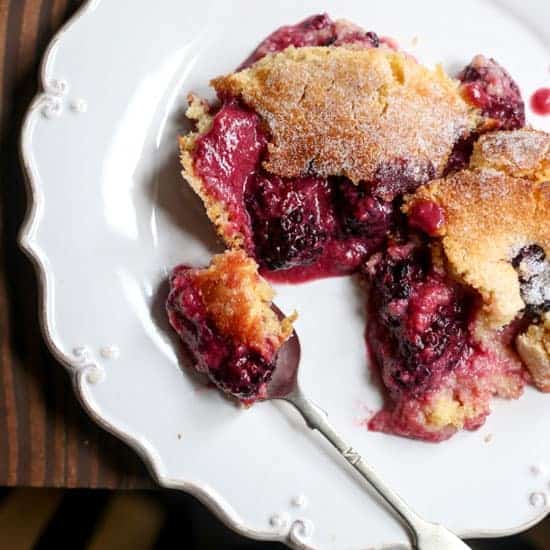Blackberry Lemon Pudding {gluten-free} Blackberry Lemon Pudding on a plate