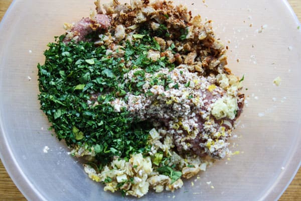 meatball ingredients in a bowl