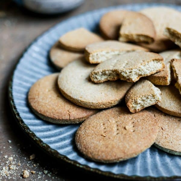 A plate of gluten-free digestive biscuits