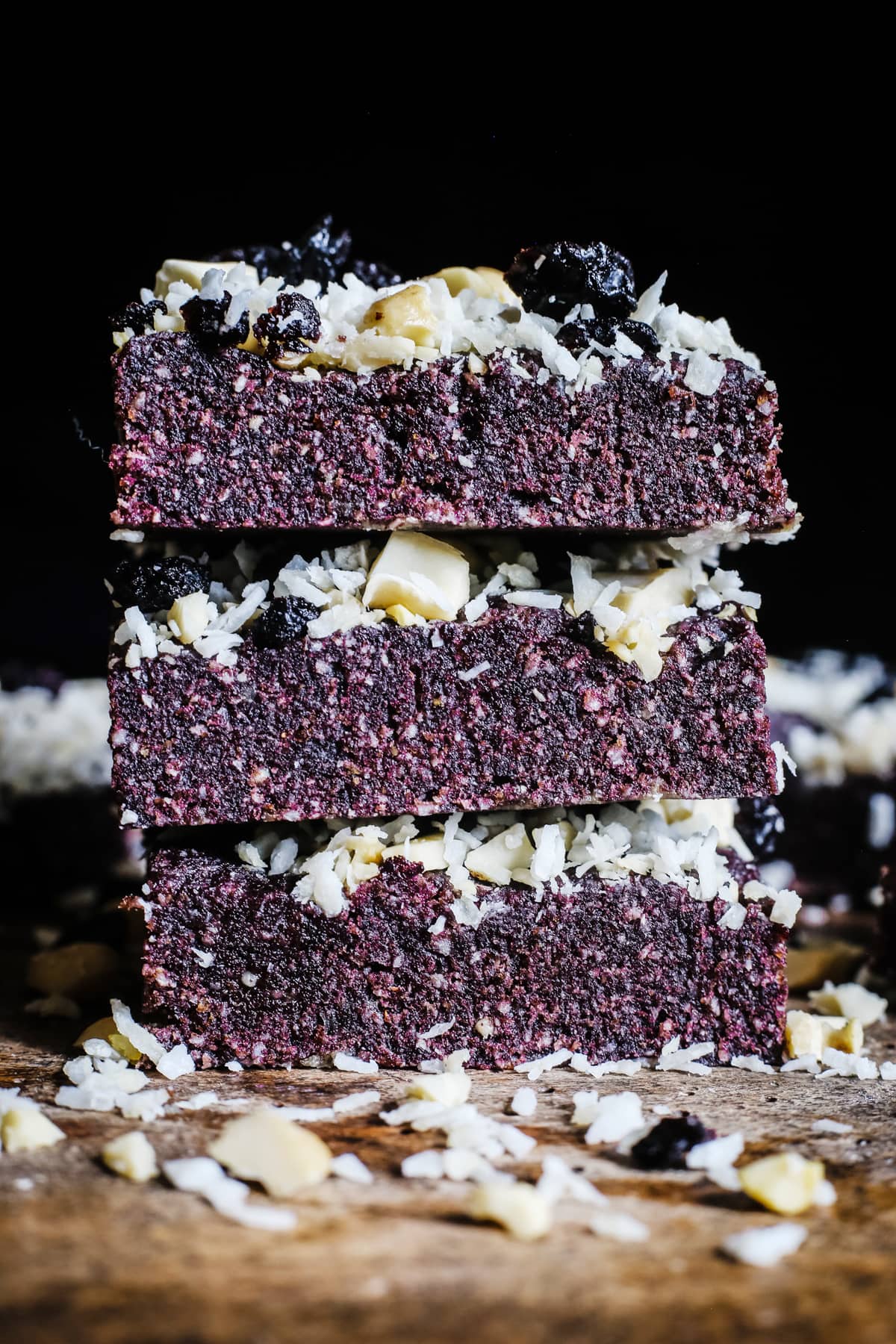 stacked Raw Blueberry Coconut Energy Bars