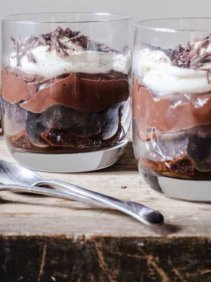 Close up of chocolate trifles