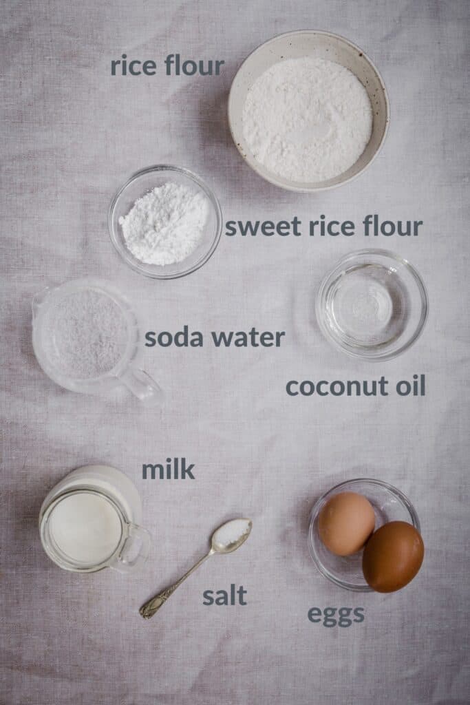 GF Pancake ingredients in bowls