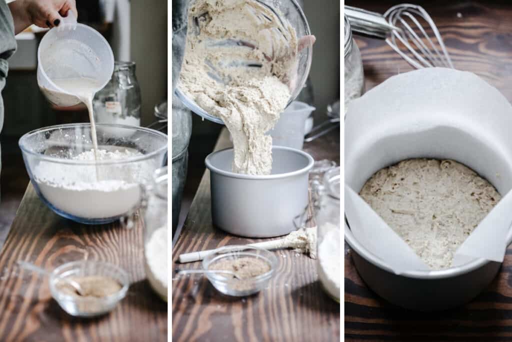 process images of making soda bread.