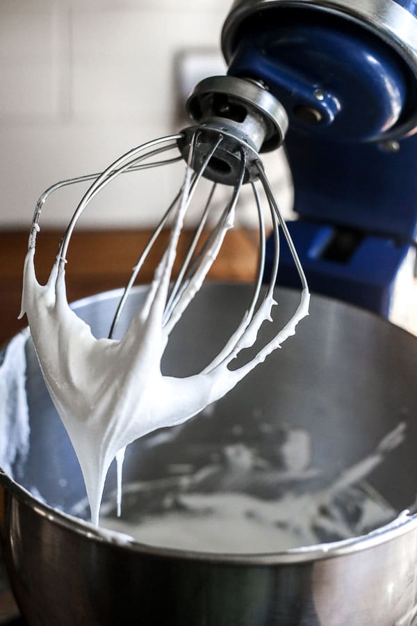 whisked egg whites in a stand mixer