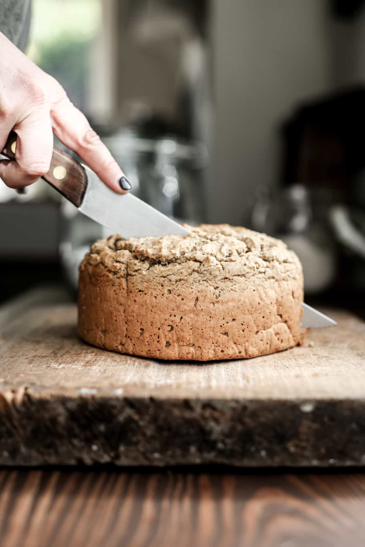 cutting gluten-free irish soda bread